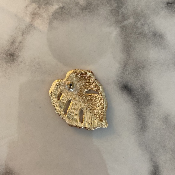 Pink and Gold Monstera Leaf Tropical Earrings Zara Inspired - Picture 5 of 5